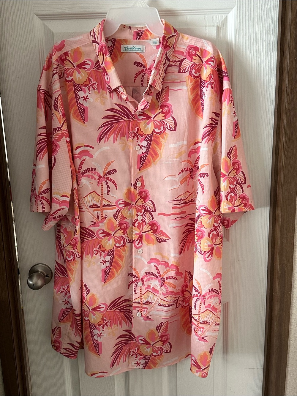Caribbean Pink Floral Tropical Button-Down Shirt